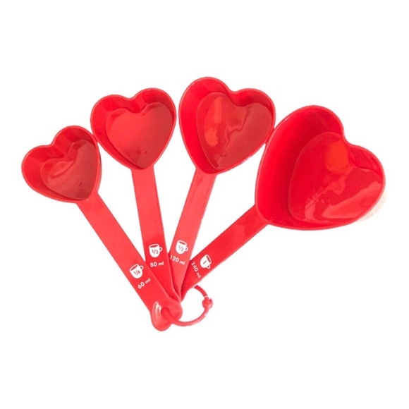 4piece Red Heart shaped plastic baking cooking measuring cups‎ set new - Picture 1 of 11